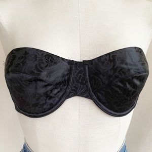 Vintage Black Satiny Strapless Bra